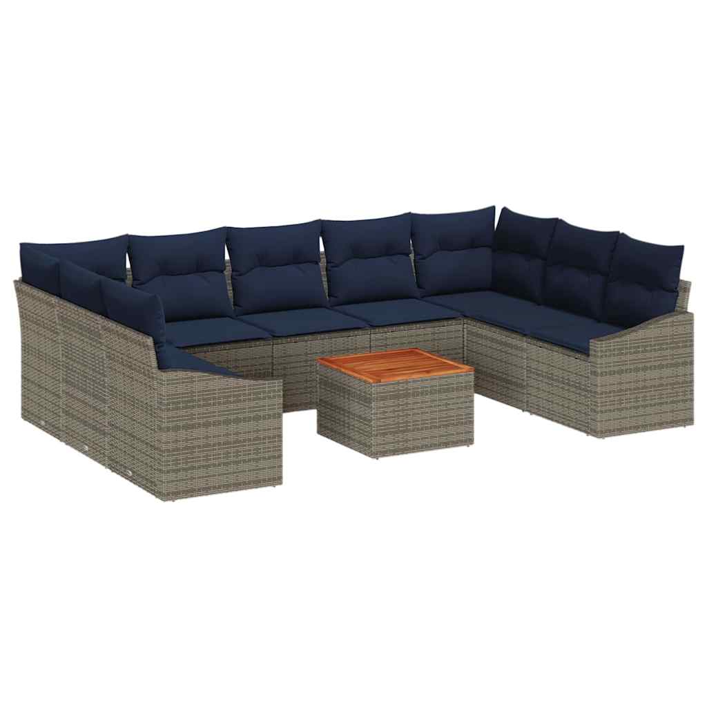 Ensemble de canapé de jardin 10 pcs Gris et bleu marine - XIOS