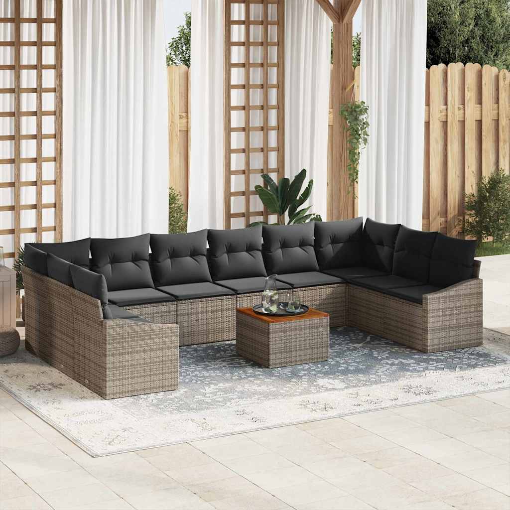 Ensemble de canapé de jardin 11 pcs Gris polyrotin - XIOS