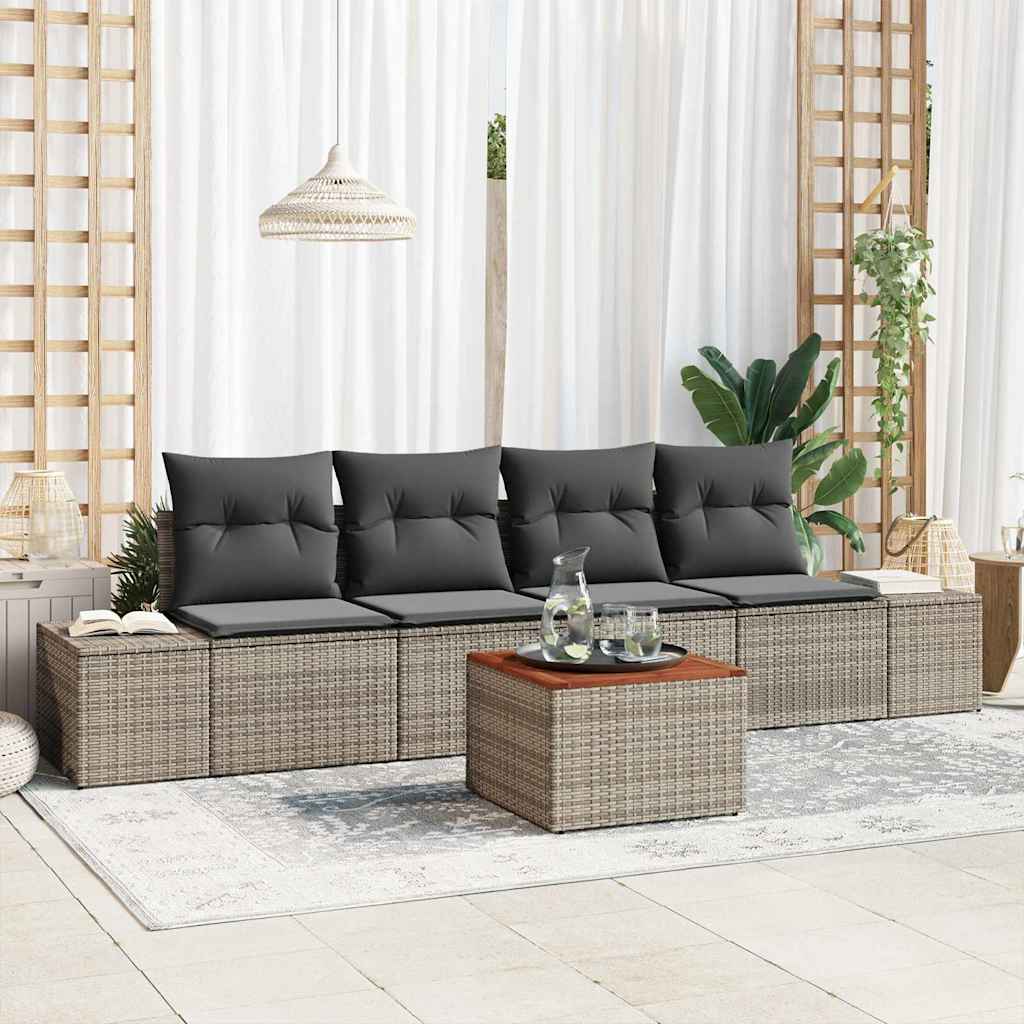 Ensemble de canapé de jardin avec stockage 5 pcs Gris polyrotin - XIOS