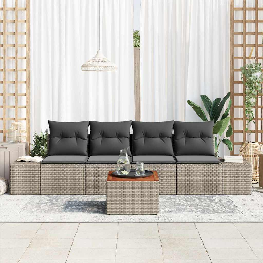 Ensemble de canapé de jardin avec stockage 5 pcs Gris polyrotin - XIOS