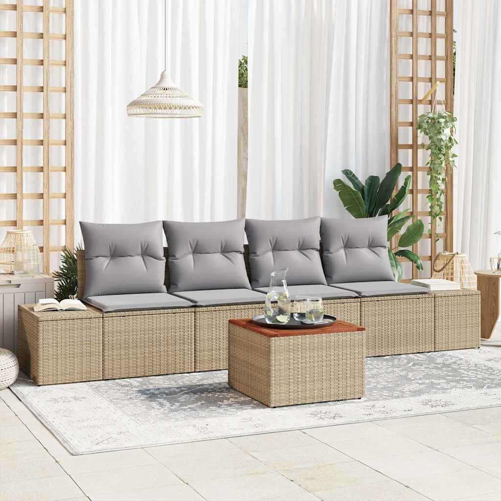 Ensemble de canapé de jardin 5 pcs Beige et Gris clair - XIOS