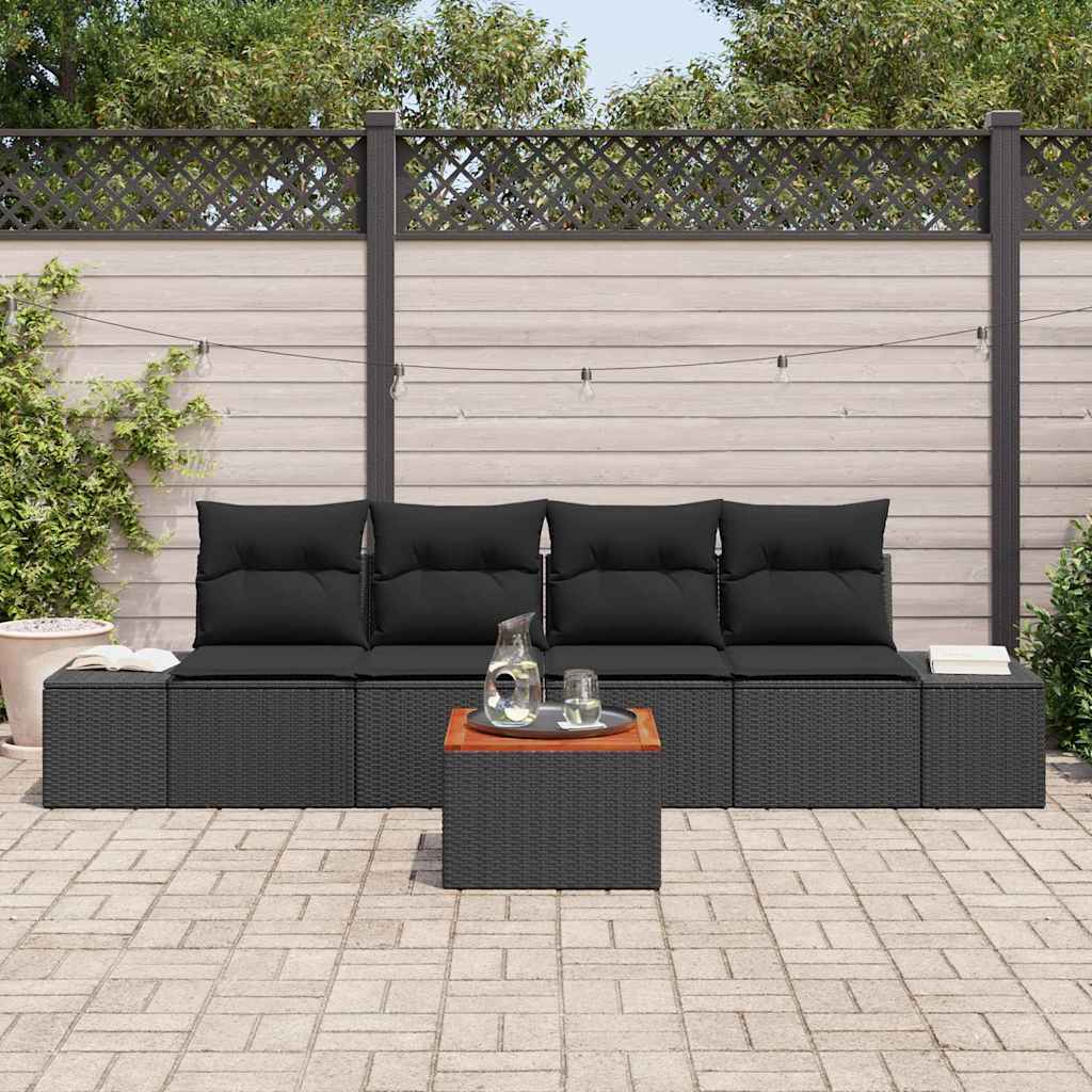 Ensemble de canapé de jardin avec stockage 5 pcs Noir polyrotin - XIOS