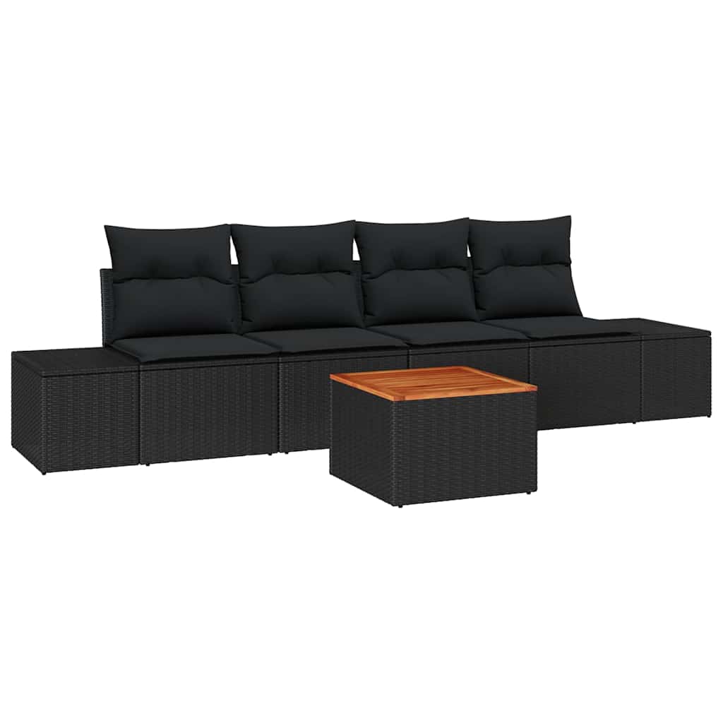 Ensemble de canapé de jardin avec stockage 5 pcs Noir polyrotin - XIOS