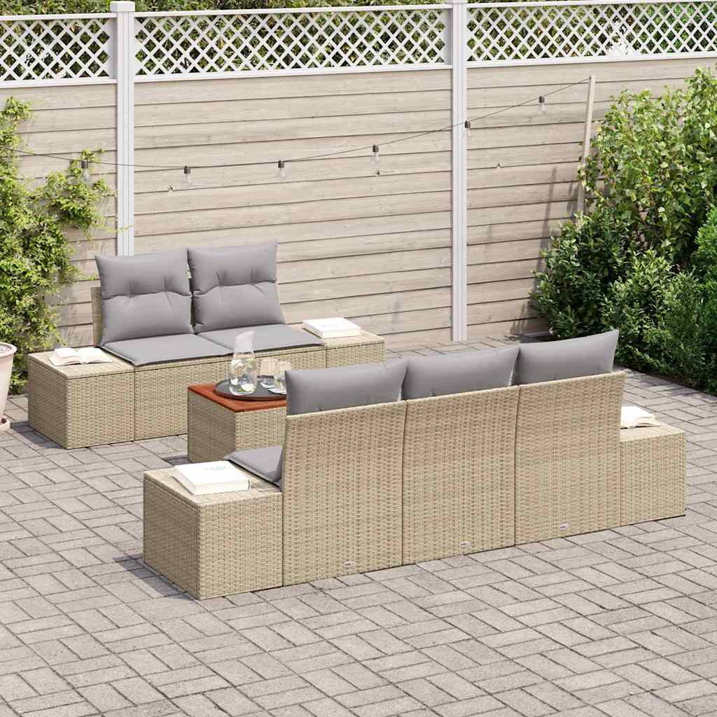 Ensemble de canapé de jardin 6 pcs Beige et Gris clair - XIOS