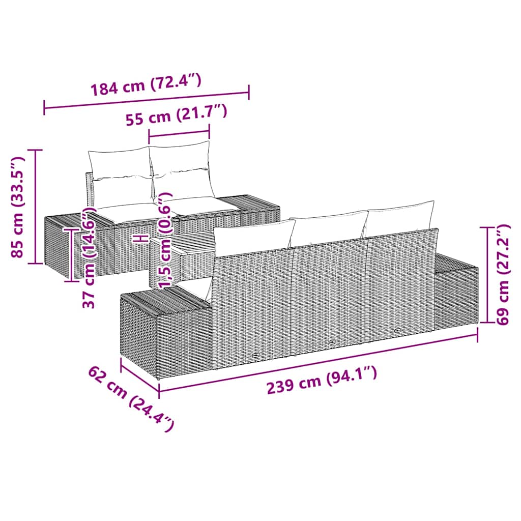 Ensemble de canapé de jardin 6 pcs Beige et Gris clair - XIOS