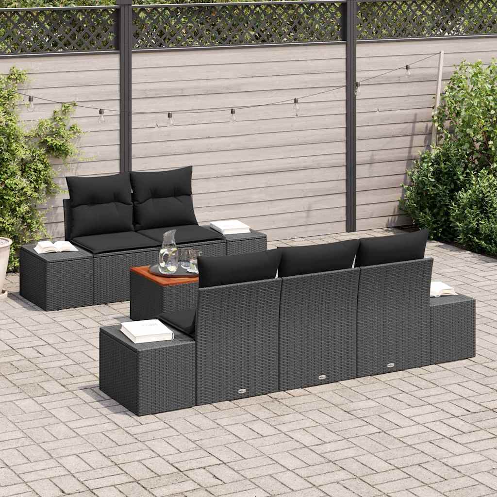 Ensemble de canapé de jardin avec stockage 6 pcs Noir polyrotin - XIOS