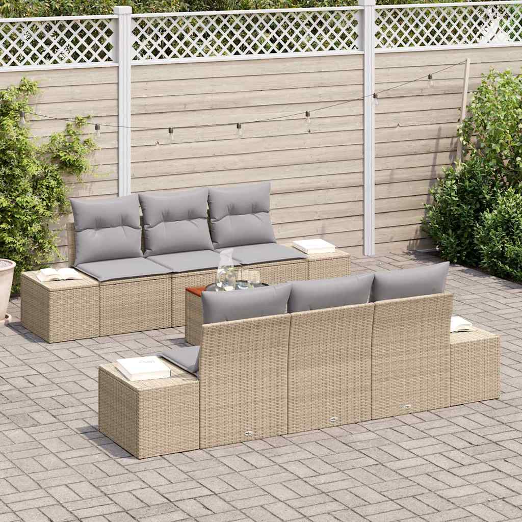 Ensemble de canapé de jardin 7 pcs Beige et Gris clair - XIOS