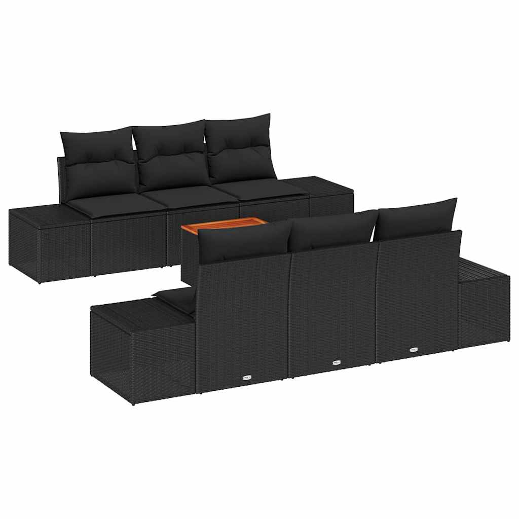 Ensemble de canapé de jardin avec stockage 7 pcs Noir polyrotin - XIOS