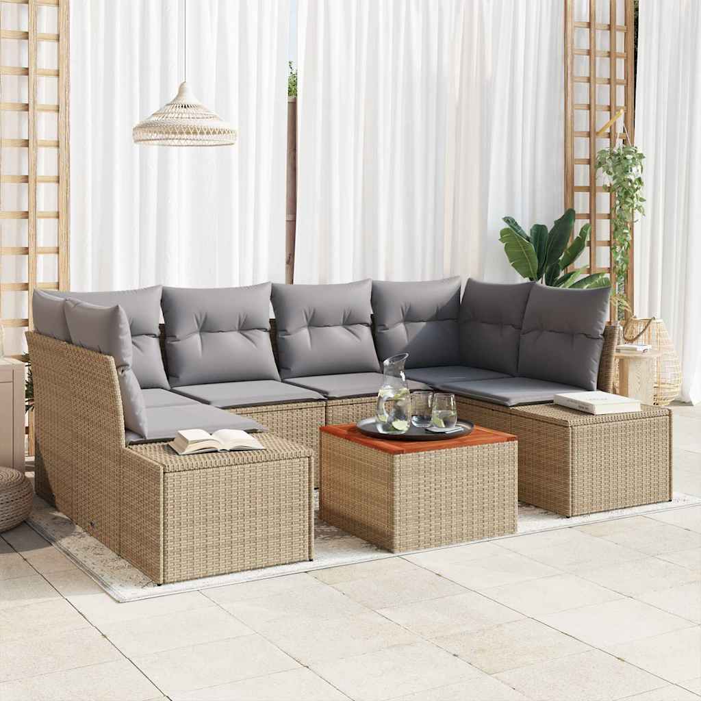 Ensemble de canapé de jardin 7 pcs Beige et Gris clair - XIOS