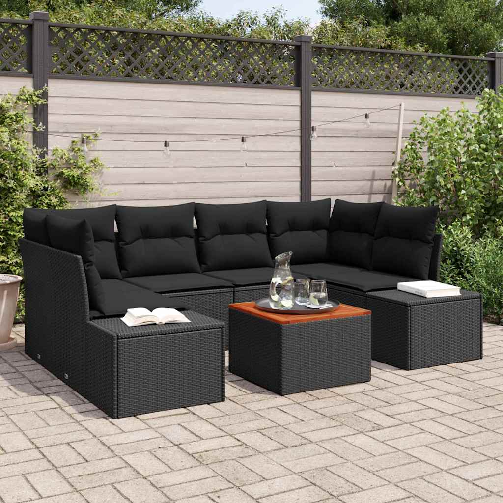 Ensemble de canapé de jardin avec stockage 7 pcs Noir polyrotin - XIOS