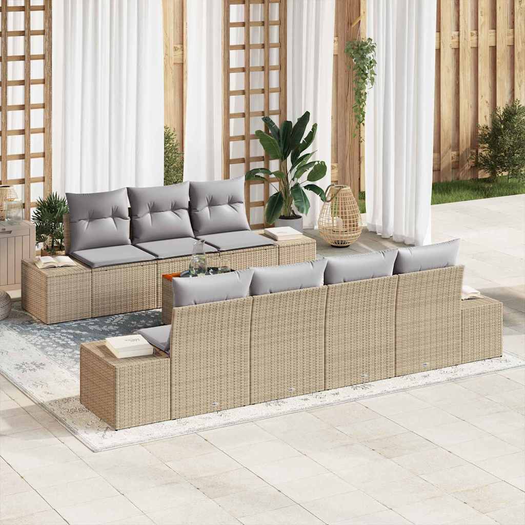 Ensemble de canapé de jardin 8 pcs Beige et Gris clair - XIOS