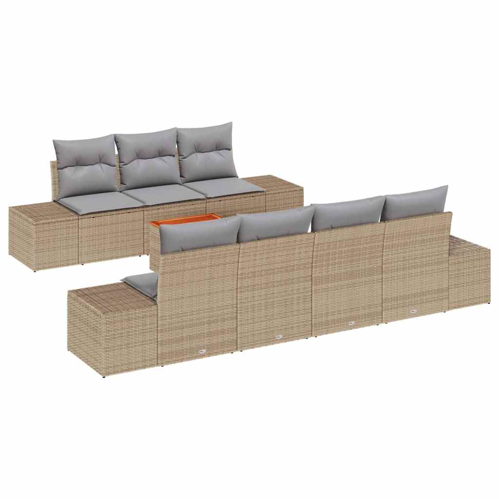 Ensemble de canapé de jardin 8 pcs Beige et Gris clair - XIOS