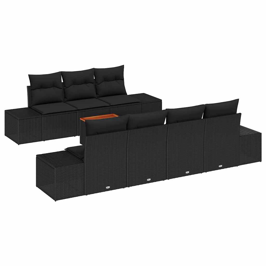 Ensemble de canapé de jardin avec stockage 8 pcs Noir polyrotin - XIOS