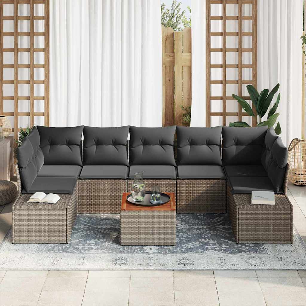 Ensemble de canapé de jardin avec stockage 8 pcs Gris polyrotin - XIOS