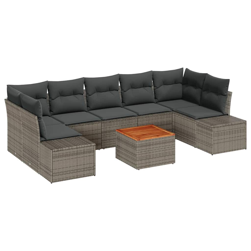 Ensemble de canapé de jardin avec stockage 8 pcs Gris polyrotin - XIOS