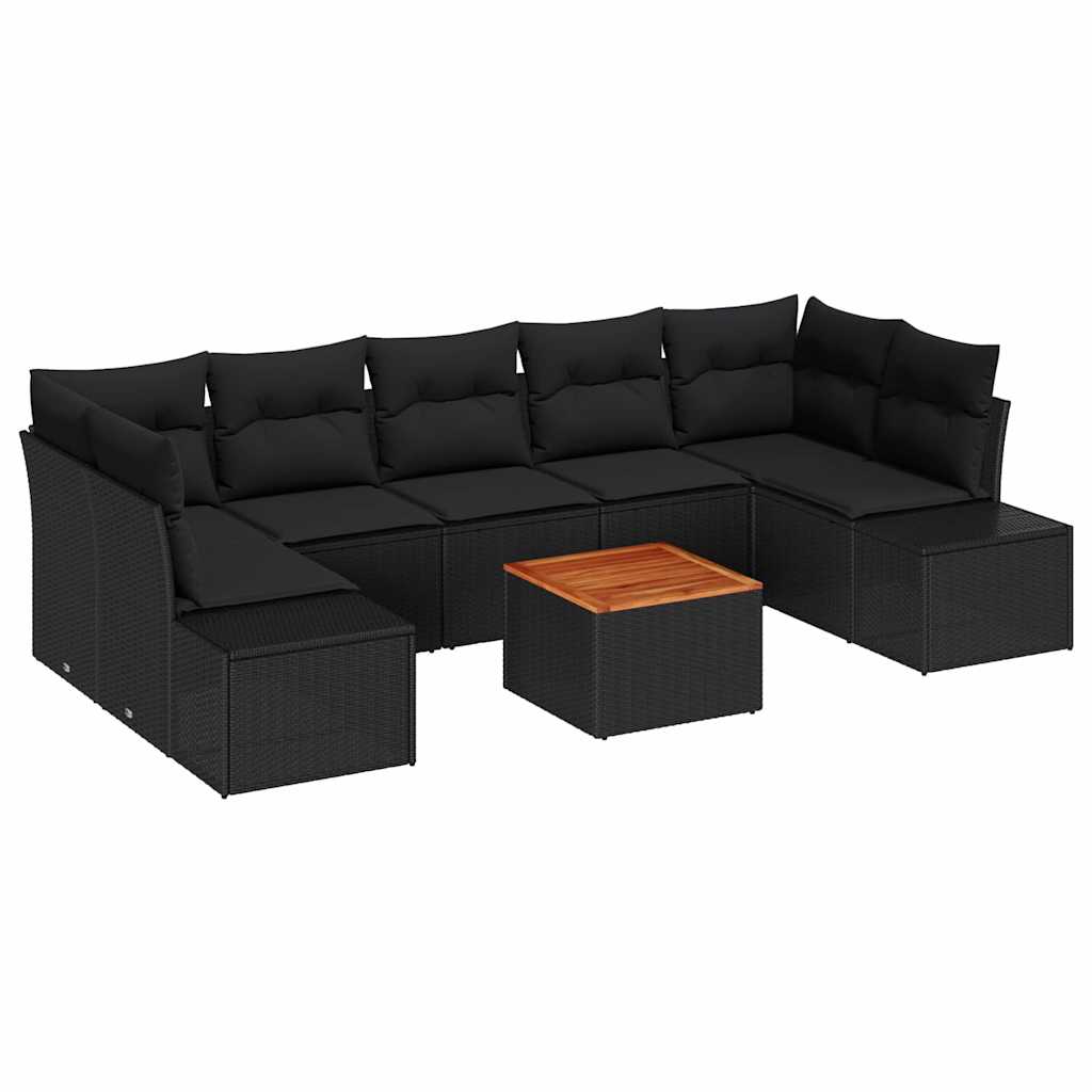 Ensemble de canapé de jardin avec stockage 8 pcs Noir polyrotin - XIOS