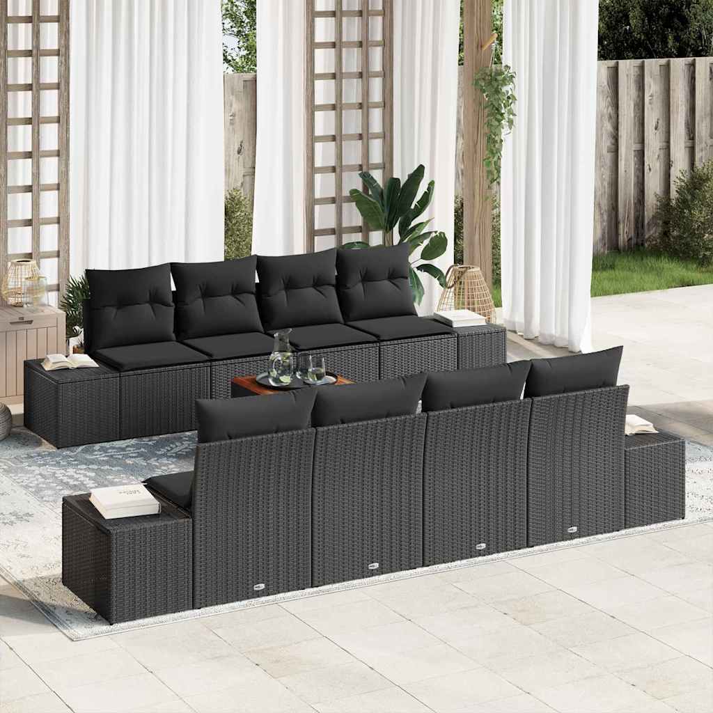 Ensemble de canapé de jardin avec stockage 9 pcs Noir polyrotin - XIOS