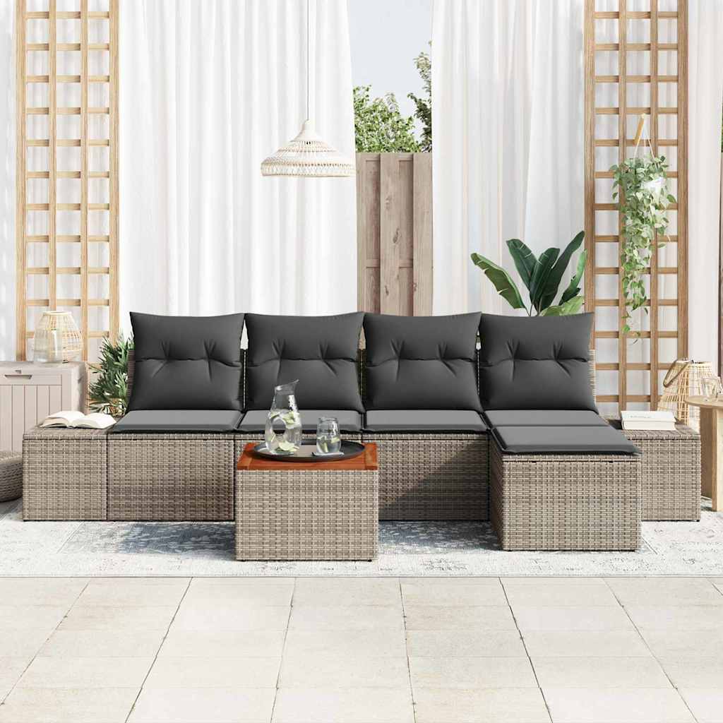 Ensemble de canapé de jardin avec stockage 6 pcs Gris polyrotin - XIOS