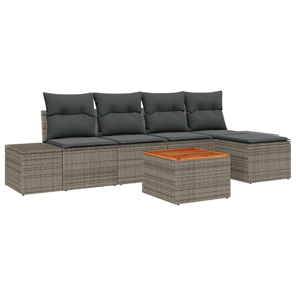 Ensemble de canapé de jardin avec stockage 6 pcs Gris polyrotin - XIOS