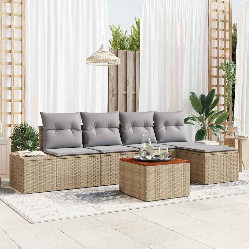 Ensemble de canapé de jardin 6 pcs Beige et Gris clair - XIOS