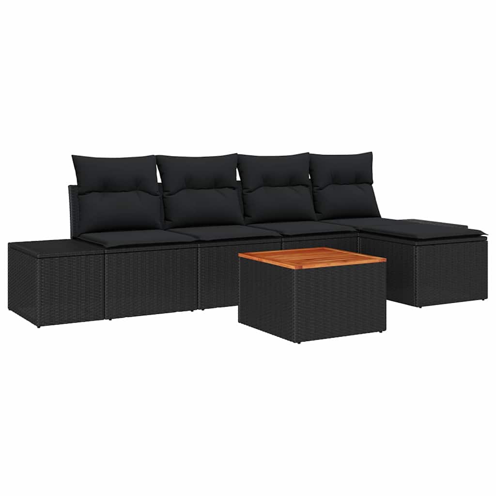 Ensemble de canapé de jardin avec stockage 6 pcs Noir polyrotin - XIOS