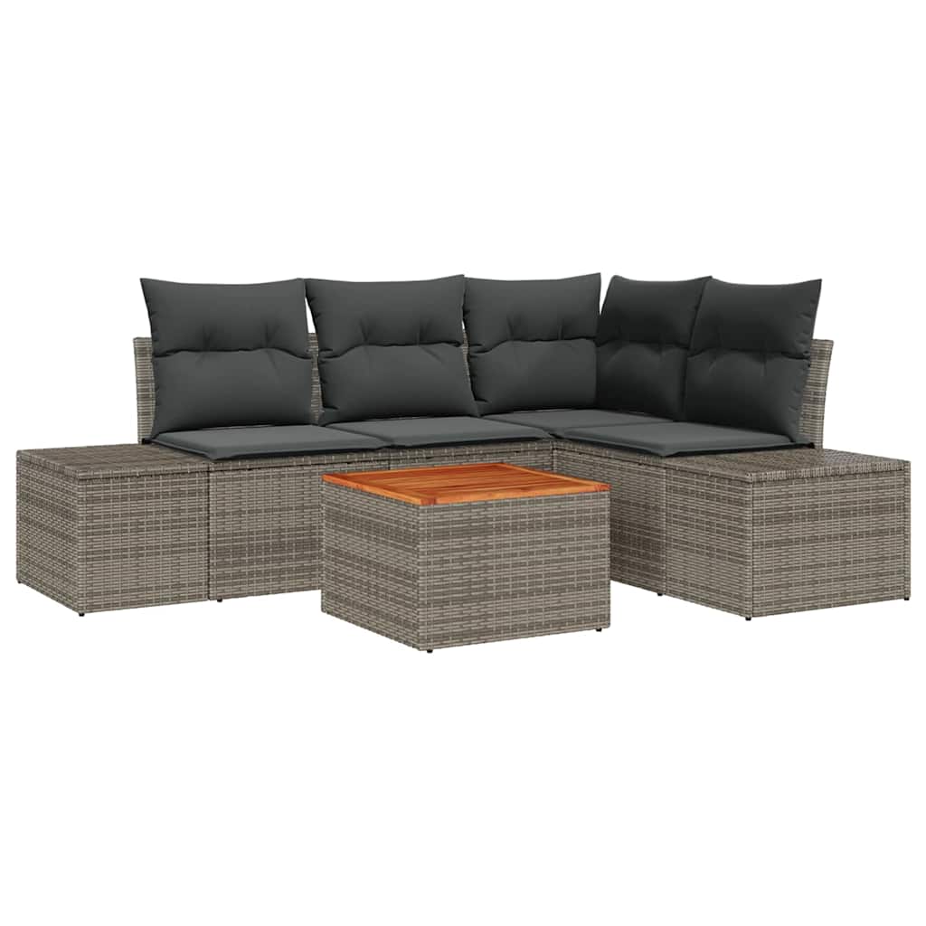 Ensemble de canapé de jardin avec stockage 5 pcs Gris polyrotin - XIOS