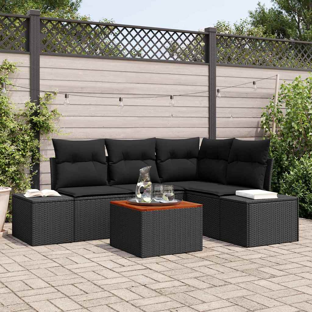 Ensemble de canapé de jardin avec stockage 5 pcs Noir polyrotin - XIOS