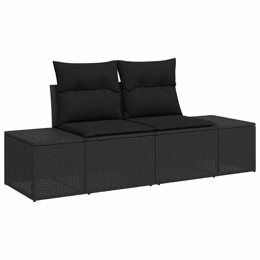 Ensemble de canapé de jardin avec stockage 5 pcs Noir polyrotin - XIOS