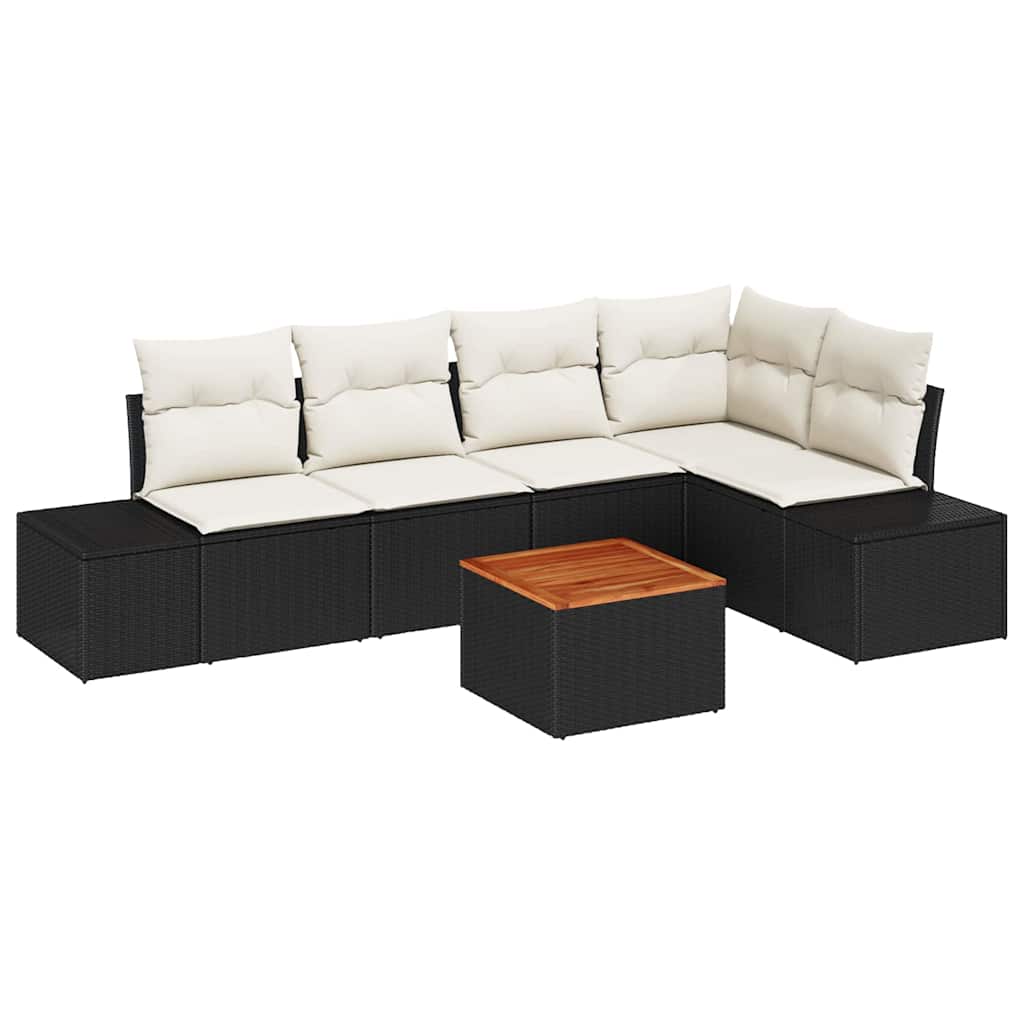 Ensemble de canapé de jardin 6 pcs Noir et Crème polyrotin - XIOS