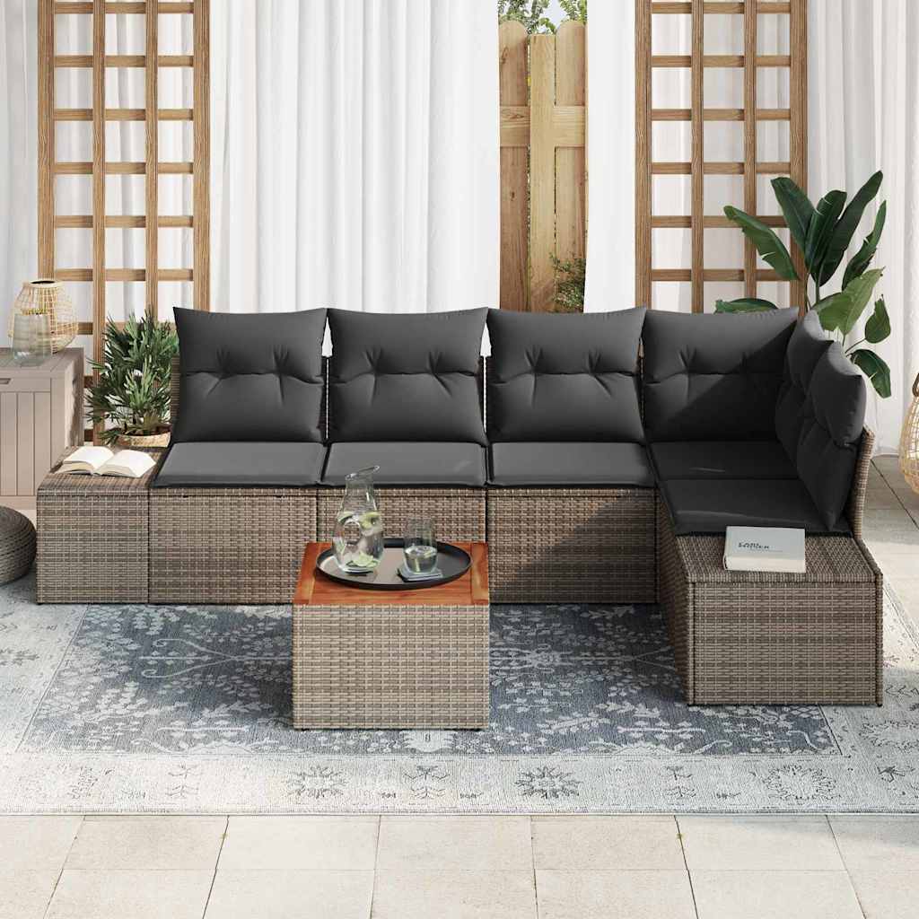 Ensemble de canapé de jardin 6 pc Gris polyrotin
