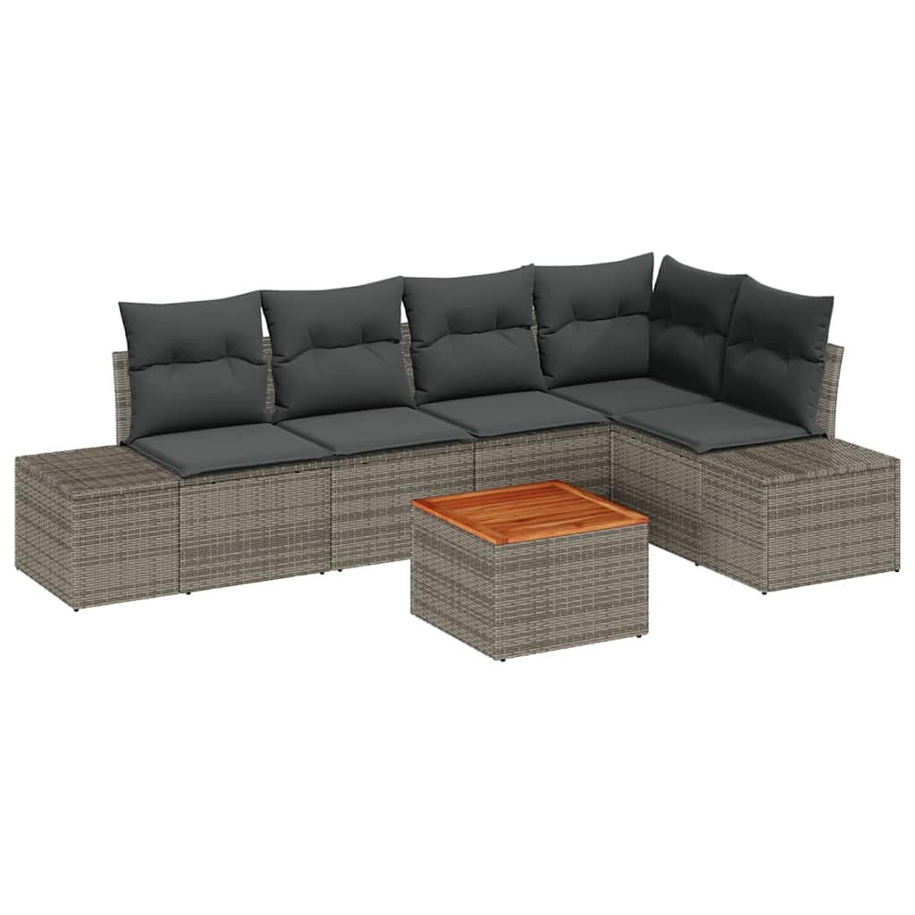 Ensemble de canapé de jardin 6 pc Gris polyrotin