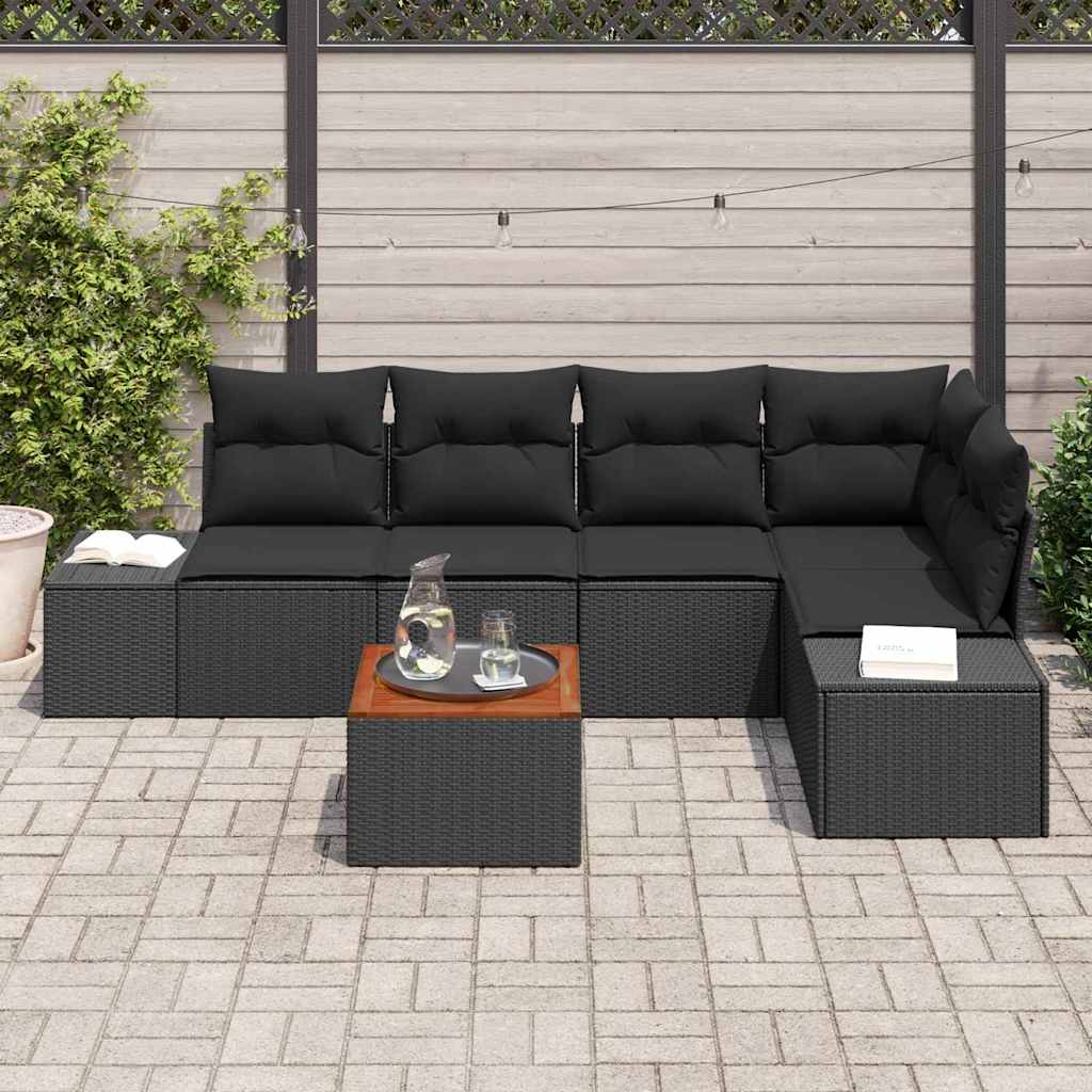 Ensemble de canapé de jardin avec stockage 6 pcs Noir polyrotin - XIOS