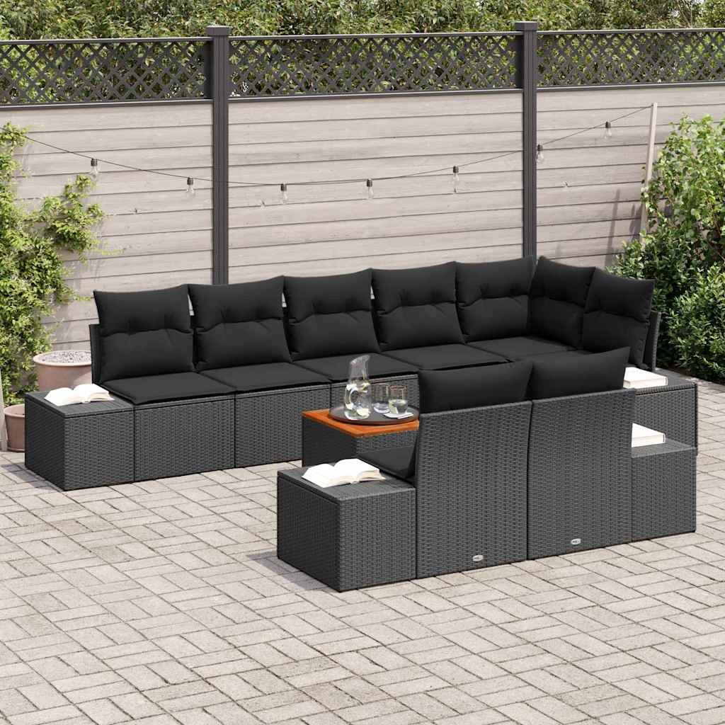 Ensemble de canapé de jardin avec stockage 9 pcs Noir - XIOS