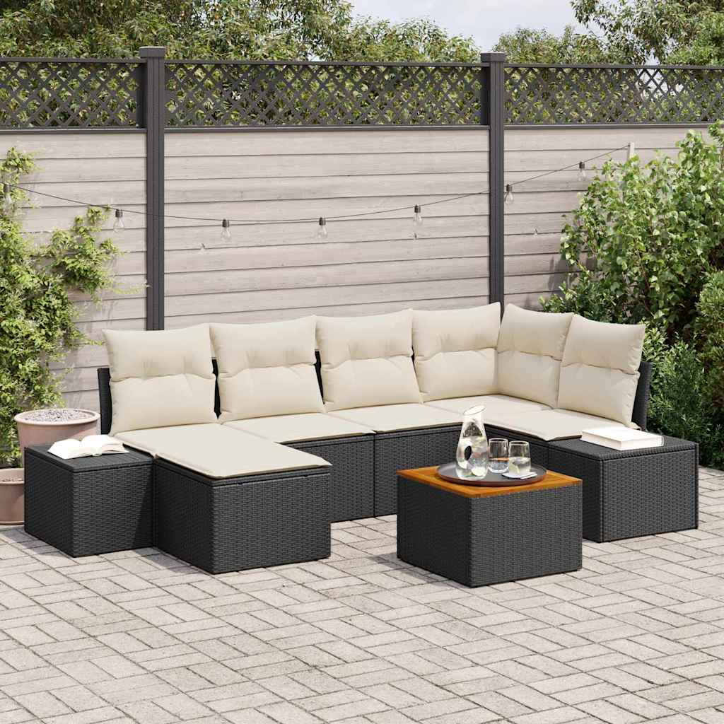 Ensemble de canapé de jardin 7 pcs Noir et blanc - XIOS