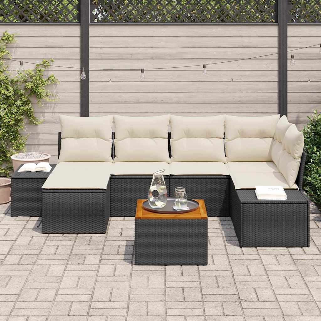 Ensemble de canapé de jardin 7 pcs Noir et blanc - XIOS