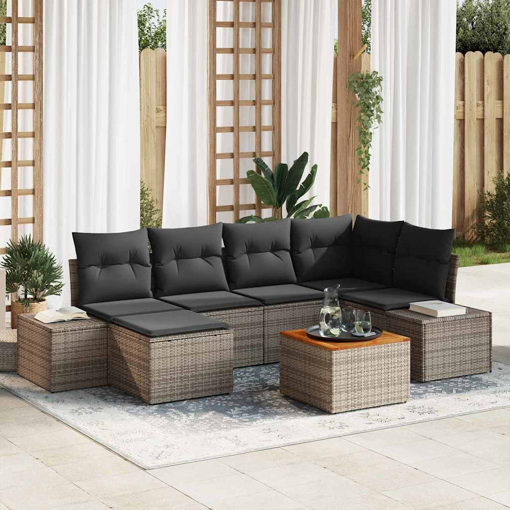 Ensemble de canapé de jardin 7 pc Gris