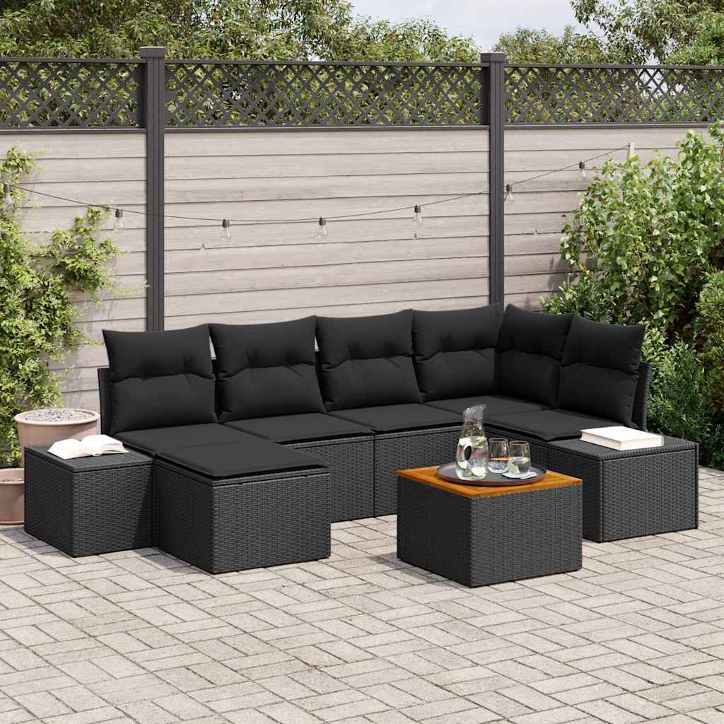 Ensemble de canapé de jardin 7 pcs Noir - XIOS