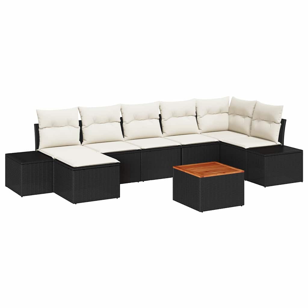 Ensemble de canapé de jardin 8 pc Noir et blanc