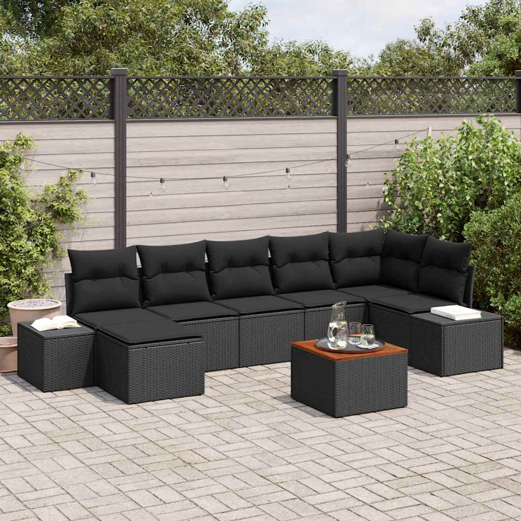 Ensemble de canapé de jardin 8 pcs Noir - XIOS