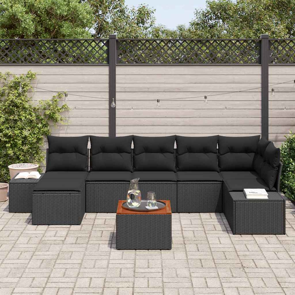 Ensemble de canapé de jardin 8 pcs Noir - XIOS