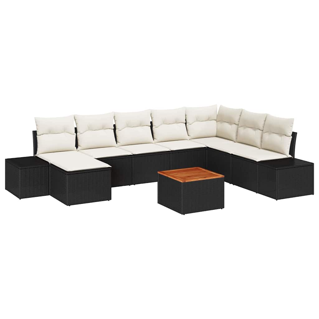 Ensemble de canapé de jardin 9 pc Noir et blanc