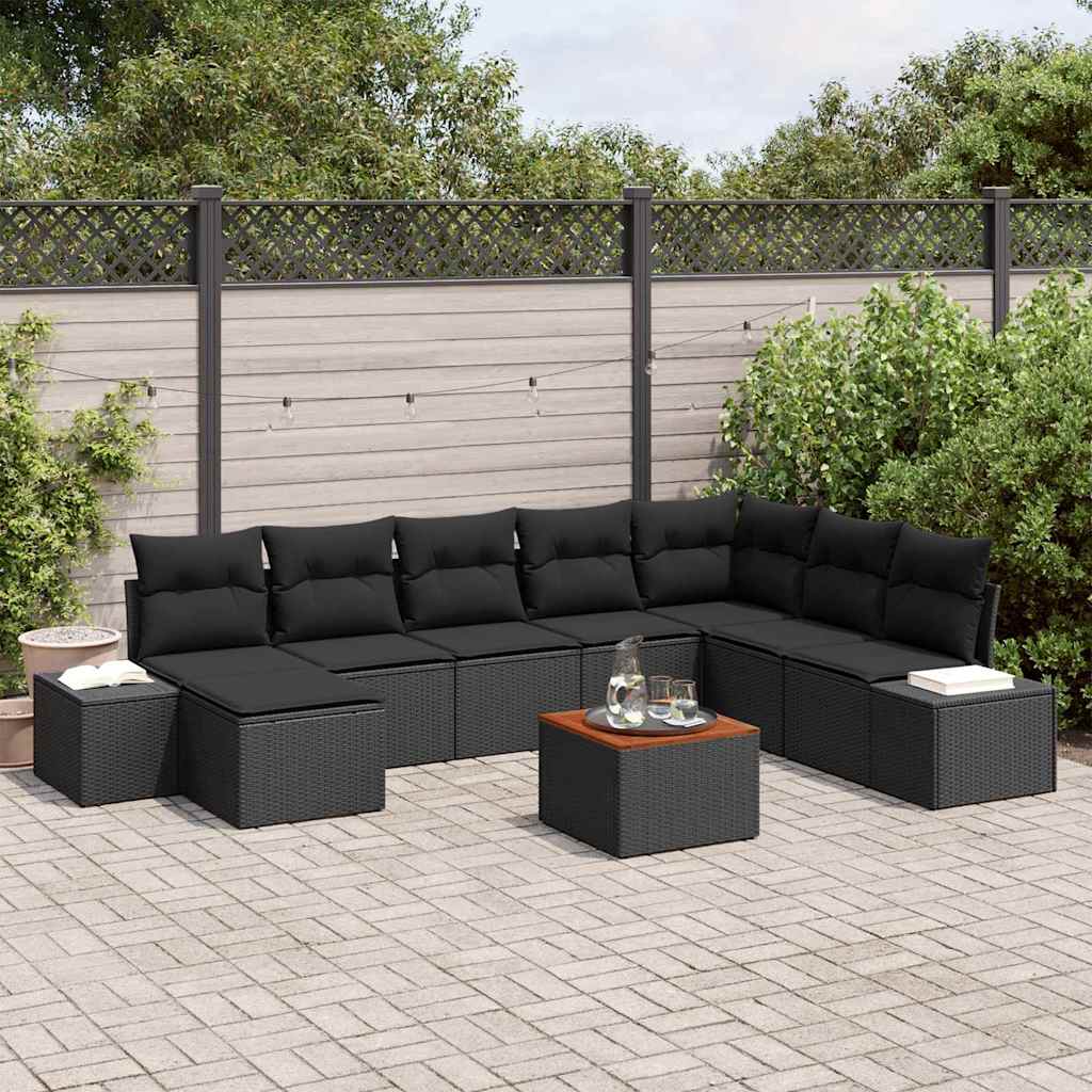 Ensemble de canapé de jardin 9 pcs Noir - XIOS