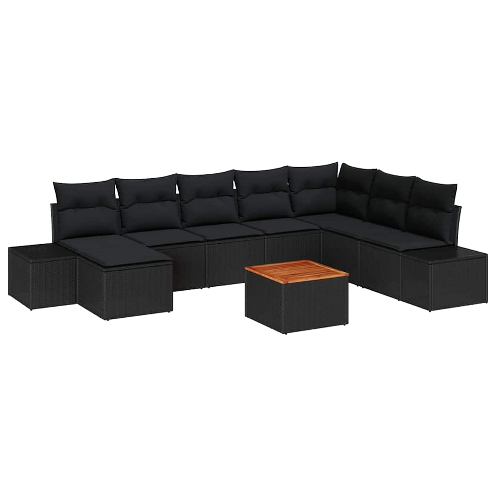 Ensemble de canapé de jardin 9 pcs Noir - XIOS
