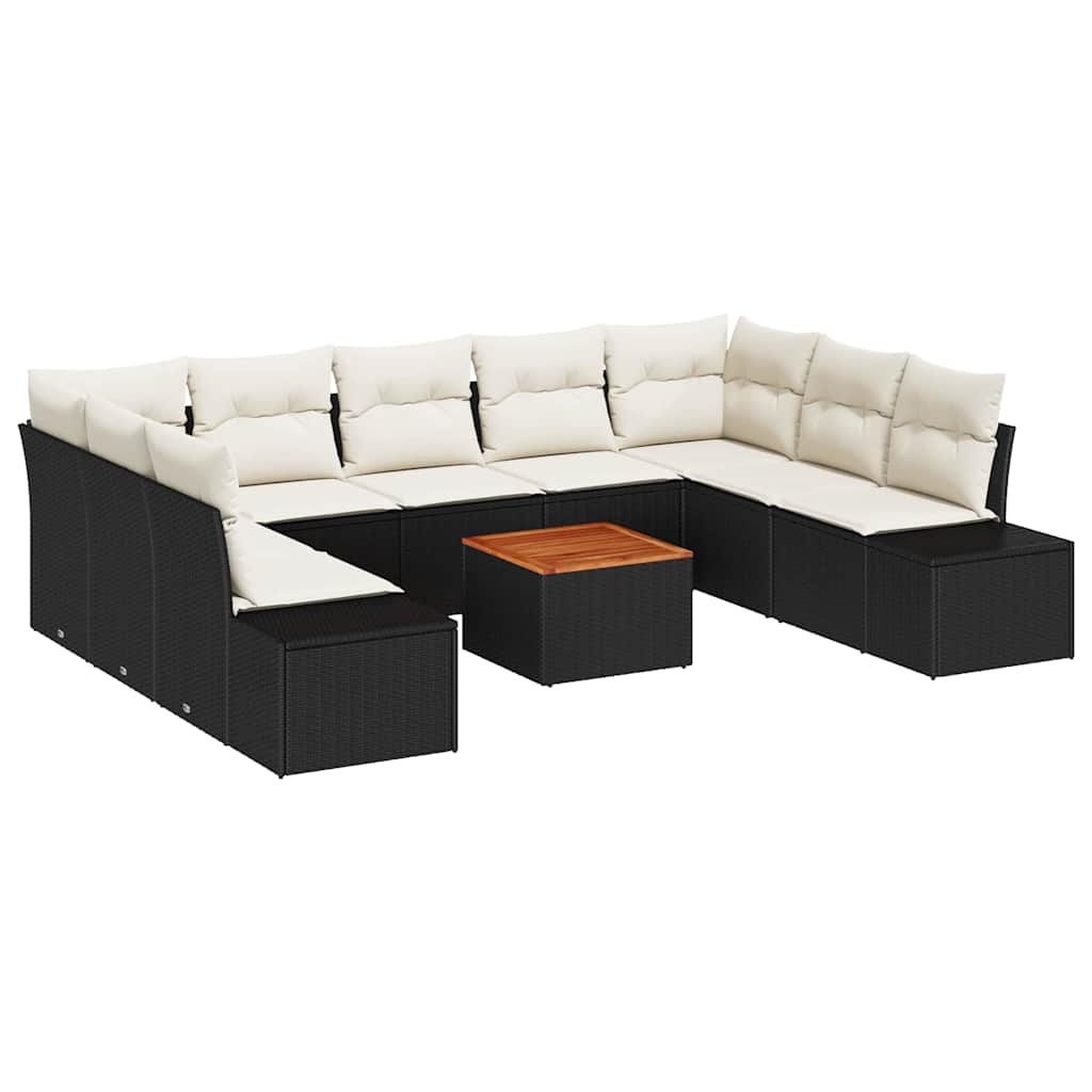 Ensemble de canapé de jardin avec stockage 10 pcs Noir et blanc - XIOS