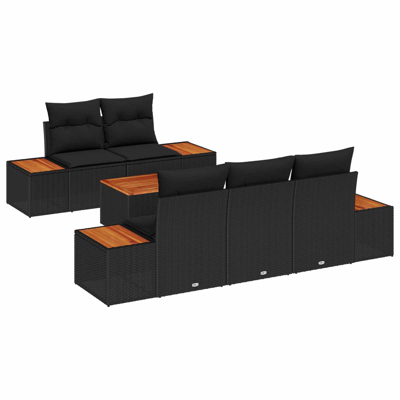 Ensemble de canapé de jardin 6 pcs Noir Poly rotin - XIOS