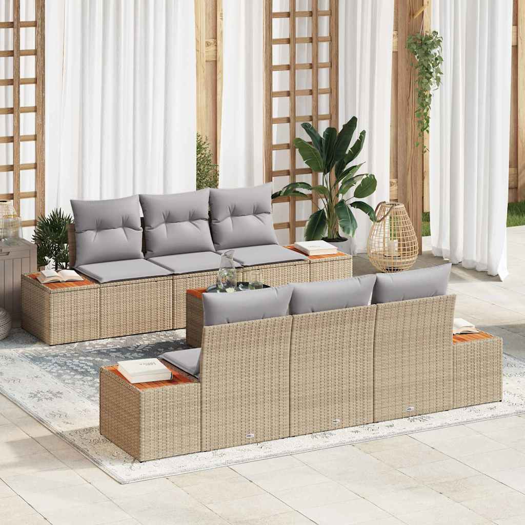 Ensemble de canapé de jardin 7 pcs Beige Poly rotin - XIOS