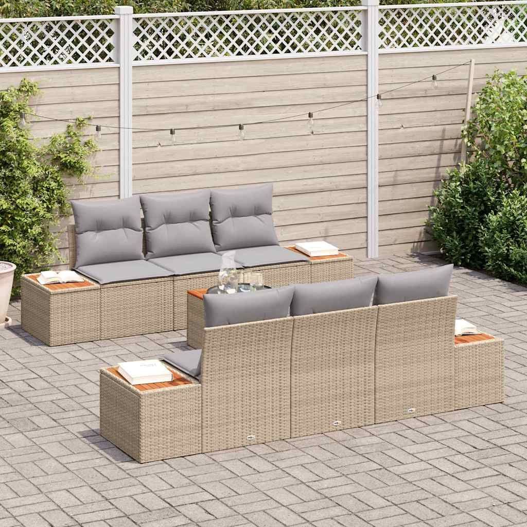 Ensemble de canapé de jardin 7 pcs Beige Poly rotin - XIOS
