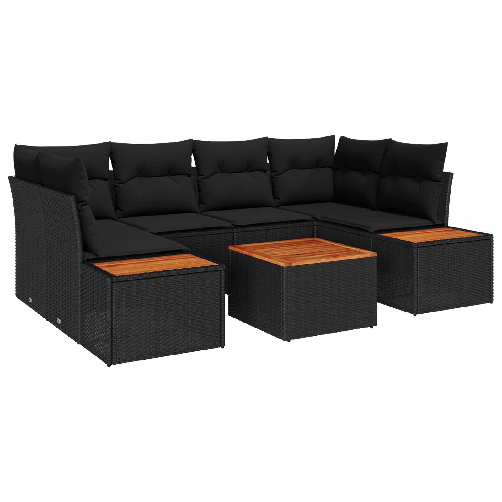 Ensemble de canapé de jardin avec coussin 6 pcs Noir Poly rotin - XIOS