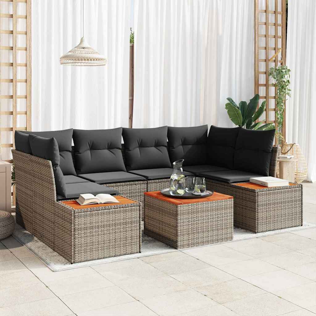Ensemble de canapé de jardin 7 pcs Gris Poly rotin - XIOS