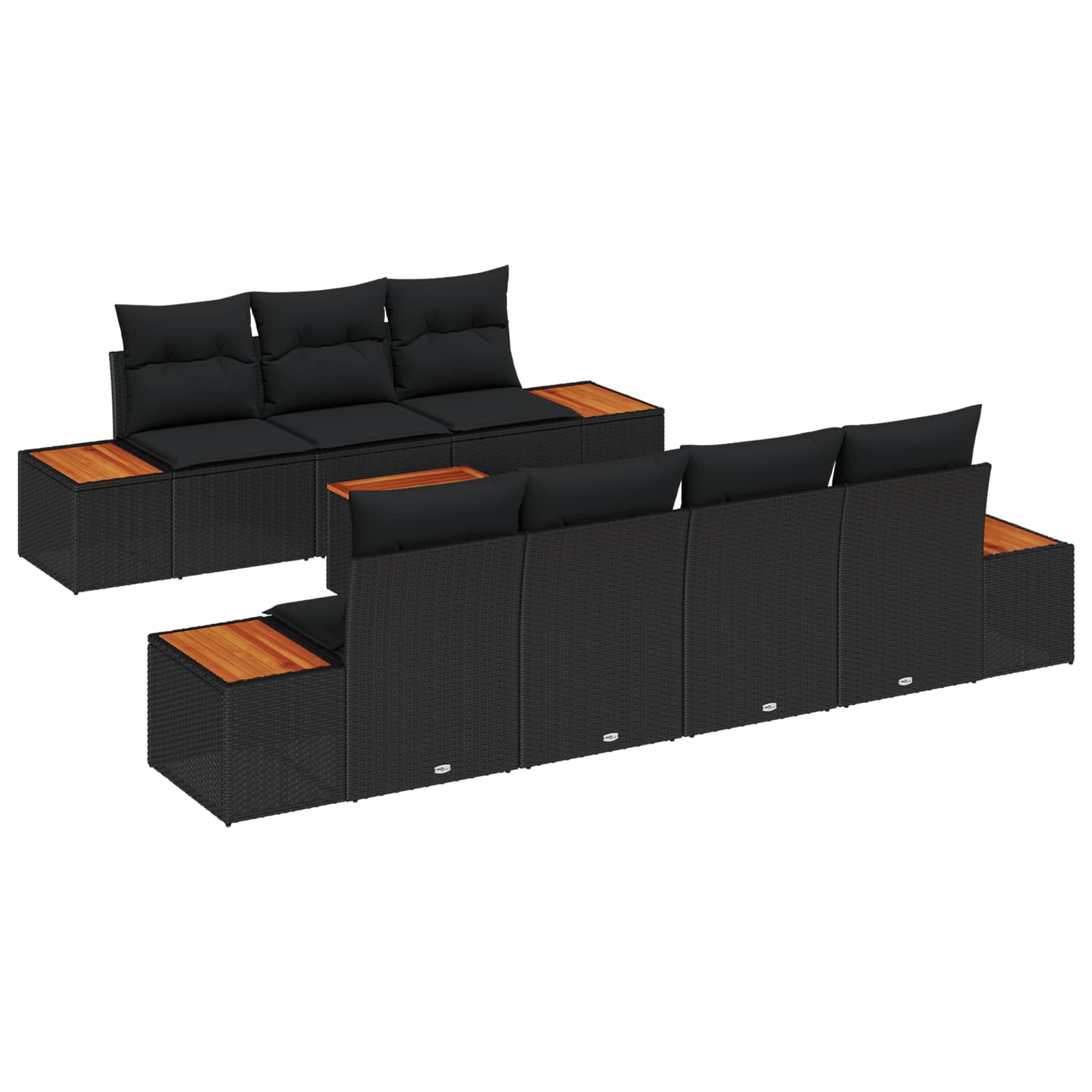 Ensemble de canapé de jardin avec coussin 8 pcs Noir Poly rotin - XIOS